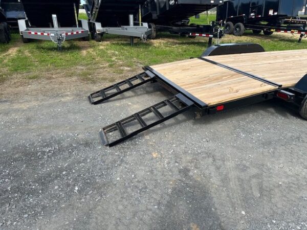2025-PREMIER-18-OPEN-CAR-HUALER-SLIDE-OUT-RAMPS-6.jpg Premier 7 x 18 Wood Deck 7k Open Car Trailer – Slide Out Ramps