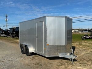 2025-STEALTH-7X14-ENCLOSED-CARGO-TRAILER-RAMP-DOOR-3.jpg Cargo Pro 7 x 14 V-Nose Aluminum Cargo Trailer – Ramp Door