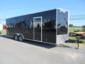 Homesteader-8.5x24-Enclosed-Car-Hauler-Ramp-Door-Side-Door-Added-Height-Adjustable-Coupler-3.jpg Homesteader 8.5 x 24 Enclosed V-Nose Car Trailer – 6″ Added Height
